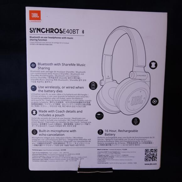 Rare Coach New York JBL Synchros E40BT Bluetooth Wireless Ear Headphones Black - Picture 15 of 16